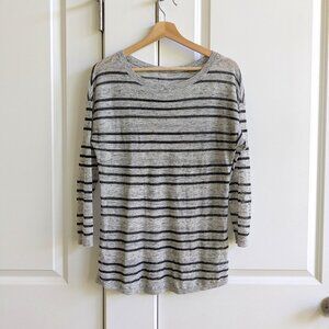 Tart Striped Linen Blend Crewneck Pullover M Gray Metallic Light Knit Tunic